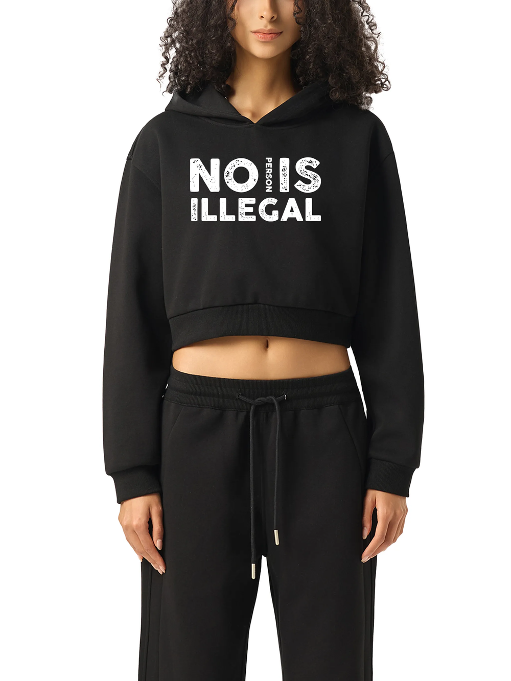 RESIST No person is illegal Essential Cropped Hoodie