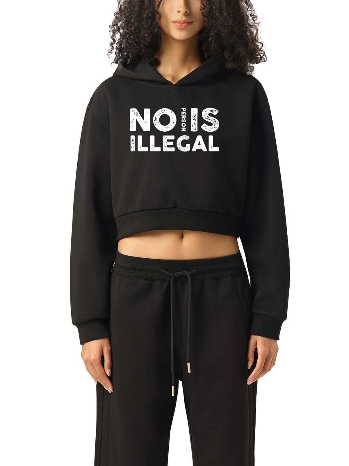 RESIST No person is illegal Essential Cropped Hoodie