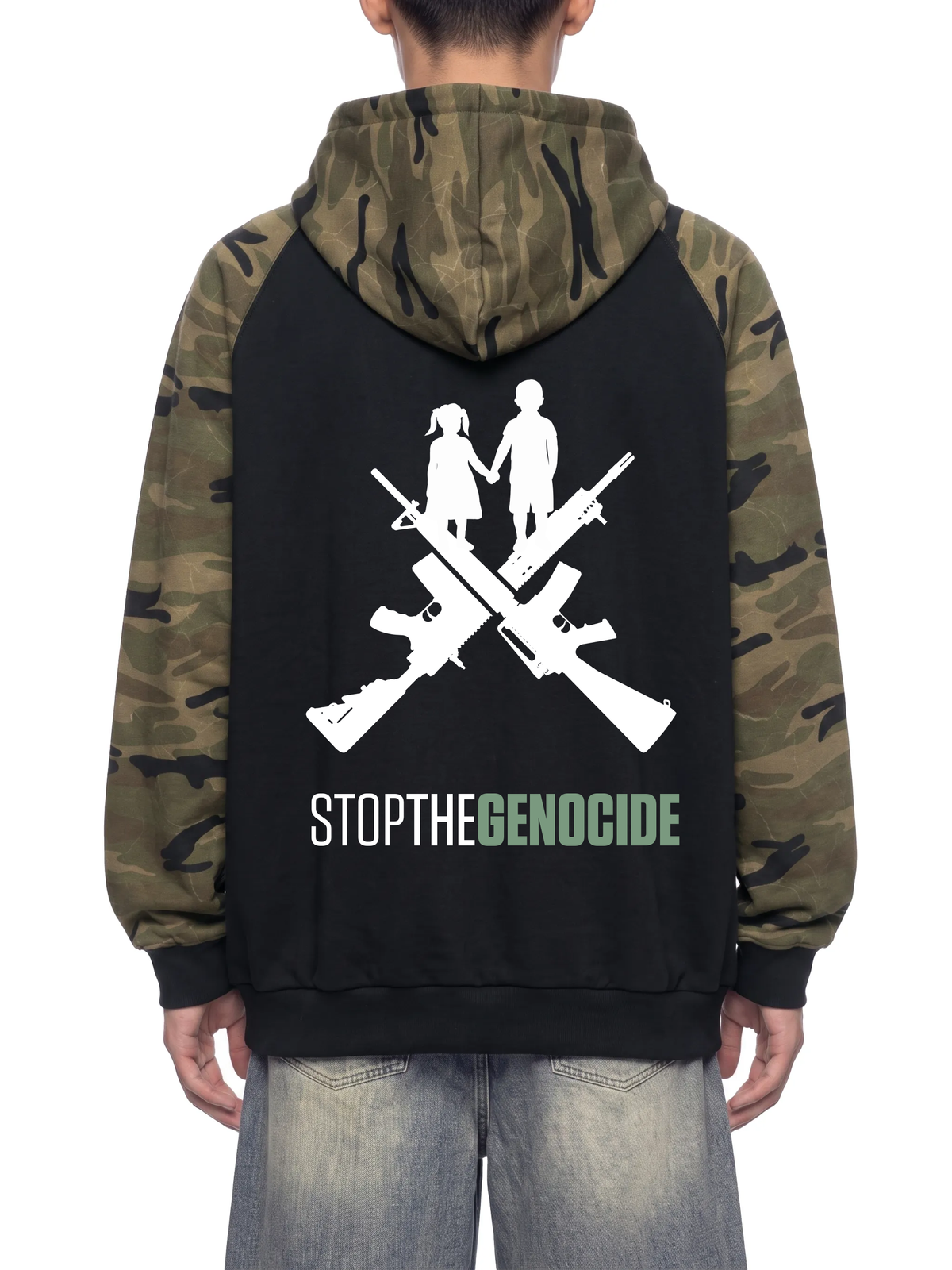 RESIST-Noarms to Israel Camo Hoodie