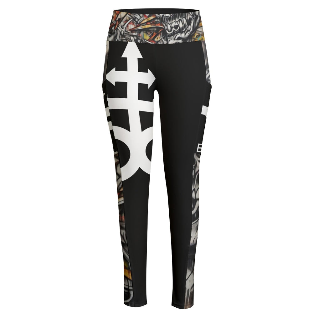 OTEKA Satanic Skulls High Waist Leggings With Side Pocket