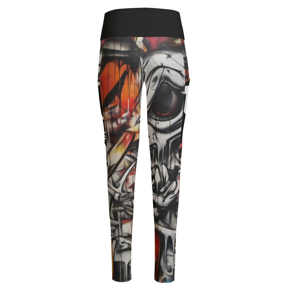 OTEKA Satanic Skulls High Waist Leggings With Side Pocket