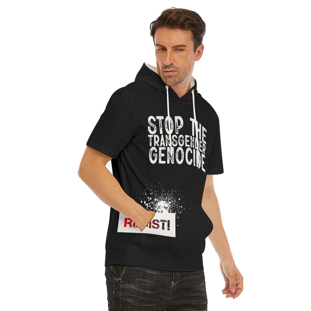 Resist Stop the Trans Genocide T-Shirt With Hood | 190GSM Cotton