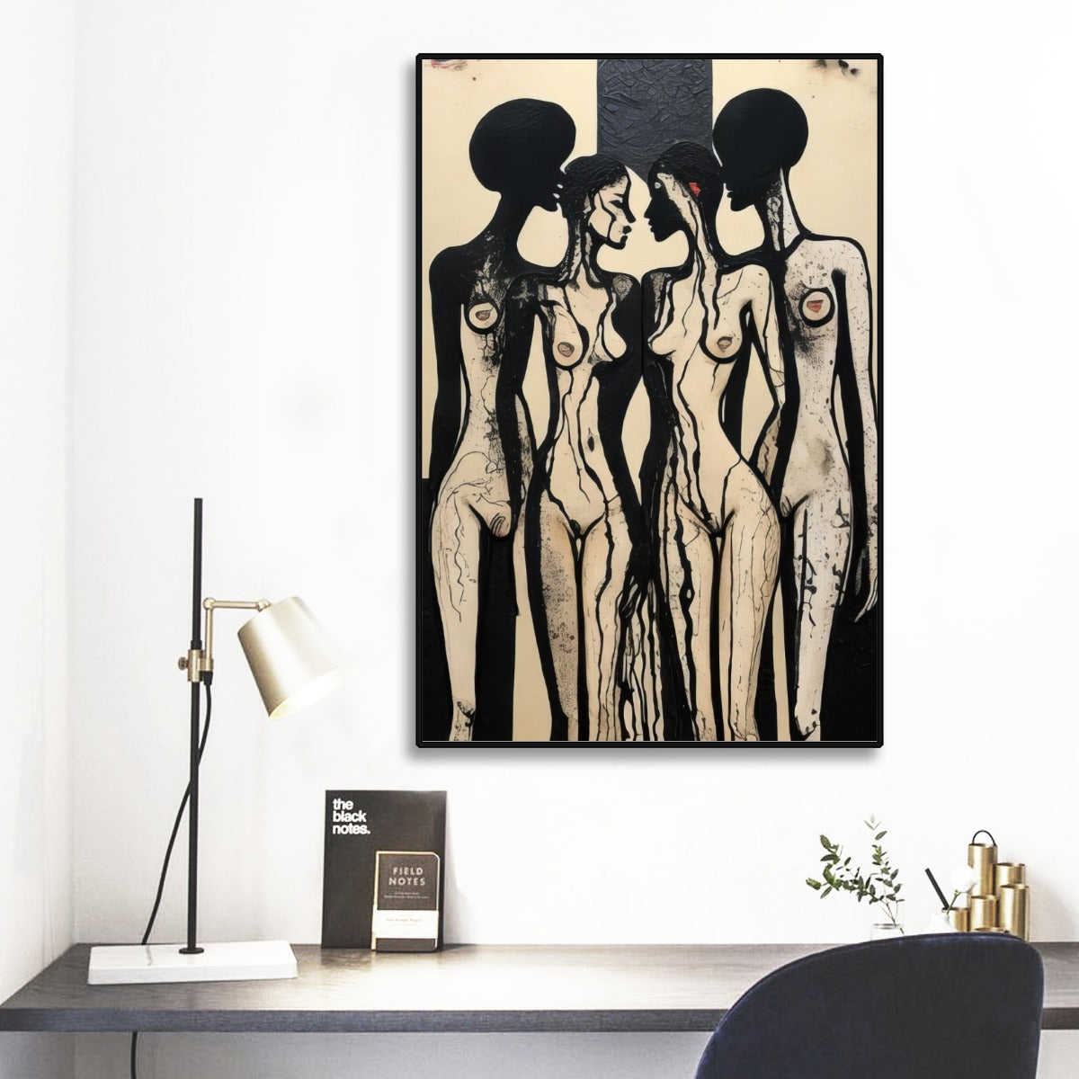 Witches number 10 black framed oil canvas print